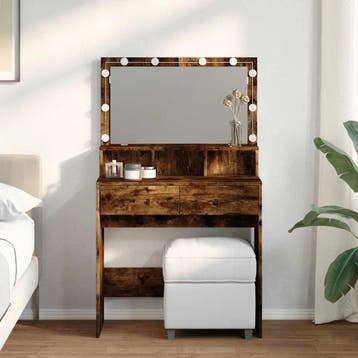 vidaXL Kaptafel met LED 80x41x134,5 cm gerookt eikenkleurig, Verzenden