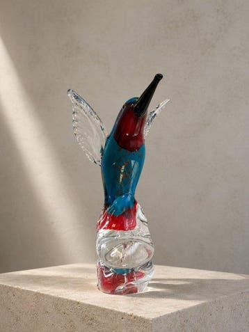 sculptuur, Handgemaakt glaskunst sculptuur – Kolibrie met
