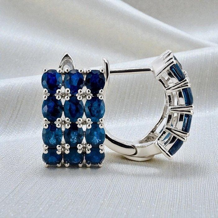 Sans prix de réserve - Boucles doreilles Plaqué or Saphir -, Bijoux, Sacs & Beauté, Boucles d'oreilles