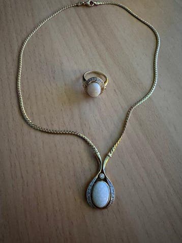 Ensemble de bijoux 2 pièces - 14 carats Or jaune Opale -