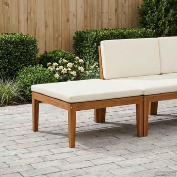 vidaXL Voetenbankje voor in de tuin met kussentje Massief, Verzenden, Nieuw