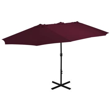 vidaXL Parasol met aluminium paal 460x270 cm bordeauxrood, Verzenden, Nieuw