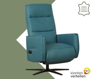 Leren handmatige relaxfauteuil Pride - Toledo Turquoise, Nieuw, Ophalen of Verzenden, Modern, 50 tot 75 cm