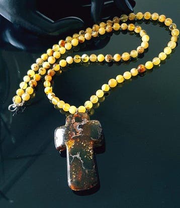Amber Vintage butterscotch amber hangertje ketting, amulet
