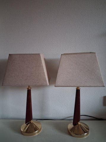 Tafellamp (2) - Verguld messing - Modernistische lampen