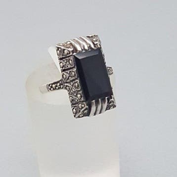 Zilver, Art Deco, Onyx - Ring - + Markasieten.