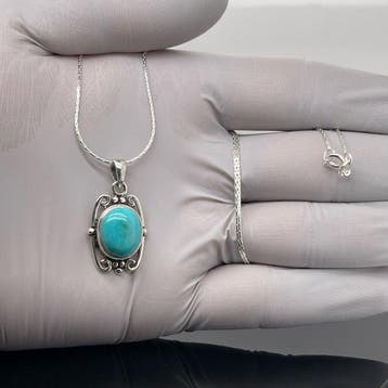 Zilver - Hanger - turkoois