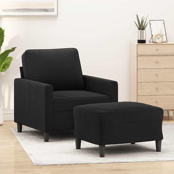 vidaXL Fauteuil met voetenbank / zetel 60 cm fluweel zwart, Verzenden