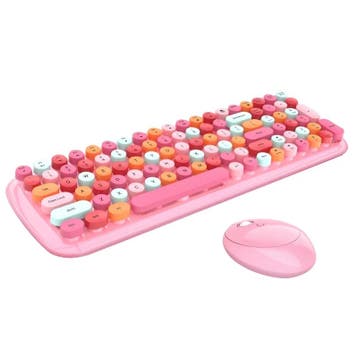 Candy XR Kleur Draadloos Toetsenbord en Muisset - Roze Mixkl, Collections, Verzenden