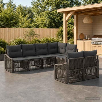 vidaXL Tuinbank Set 7 st 7-Aantal zitplaatsen Grijs poly, Verzenden, Nieuw