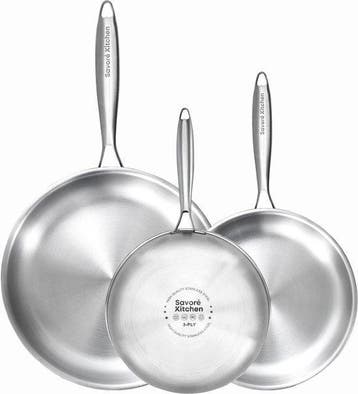 2dekans | Savoré Kitchen 3-delige RVS Koekenpan Pannenset -, Ophalen of Verzenden, Nieuw