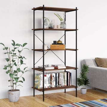 vidaXL Opbergrek 5-laags 80x40x163 cm zwart en naturel, Verzenden