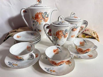 Eschenbach - Koffieservies (16) - Porselein, Verzilverd -