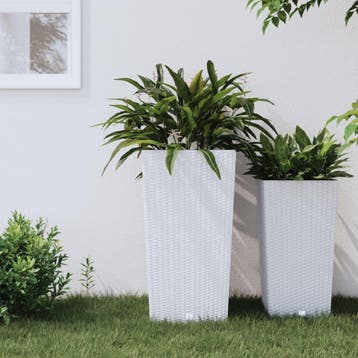 vidaXL Plantenbak met uitneembare bak rattan-look 21/49 L PP, Verzenden