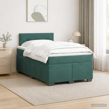vidaXL Boxspringbed met matras en LED Donkergroen 120 x 200, Verzenden, Nieuw