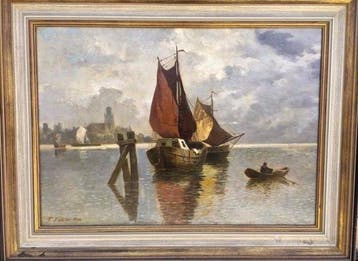 Friedrich Schlüter (XIX) - Bateaux en rade
