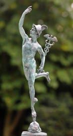 sculptuur, mercury - 43 cm - Brons, Marmer