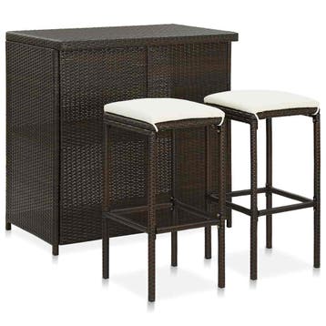 vidaXL 3-delige Barset poly rattan bruin, Huis en Inrichting, Verzenden, Nieuw