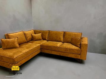 Goossens hoekzetel geel in fluweel, hoek L – overstock, Verzenden