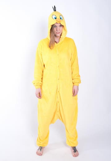 Onesie Tweety Pak XS-S Kanarie Vogel Kostuum Jumpsuit Huispa, Ophalen of Verzenden, Nieuw