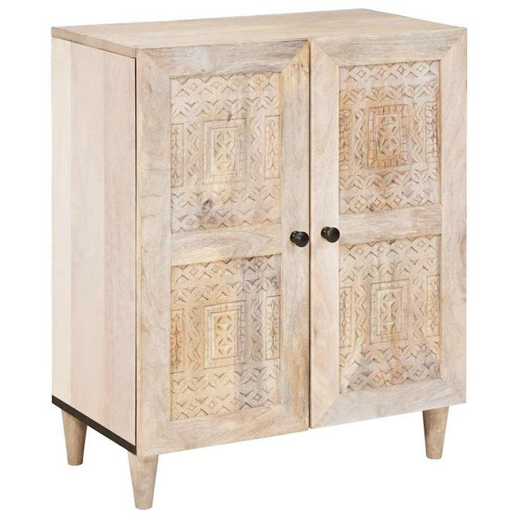vidaXL Dressoir Wit 60 x 33 x 75 cm massief mangohout, Maison & Meubles, Armoires | Autre, Envoi