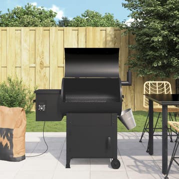 vidaXL Pelletbarbecue met schoorsteen 104 cm ijzer zwart, Verzenden