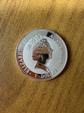 Australië. 1 Dollar 1992 Kookaburra, 1 Oz (.999) (Zonder