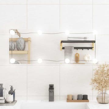 vidaXL Wandspiegel met LEDs rechthoekig 30x80 cm glas, Verzenden, Nieuw