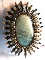 Miroir mural- Miroir soleil - Laiton doré - les années 1960