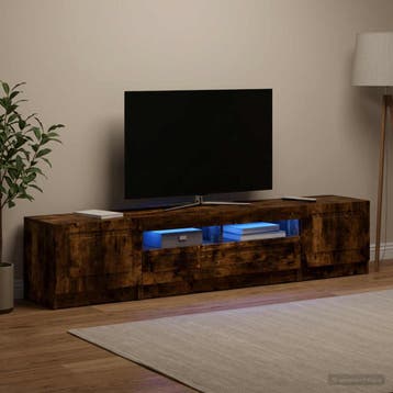 vidaXL LED tv-meubel UTRECHT 3 st Gerookt eiken Bewerkt hout, Verzenden
