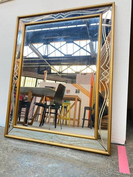 Spiegel - Hout - Franse Art Deco H.102cm, Maison & Meubles, Maison & Meubles | Autre