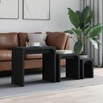vidaXL 3-delige Tafeltjesset bewerkt hout zwart, Huis en Inrichting, Tafels | Salontafels, Verzenden, Nieuw