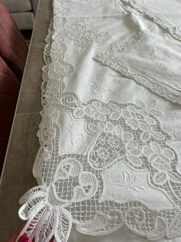 Lenzuola matrimoniale di lusso ricamate in puro lino - Drap