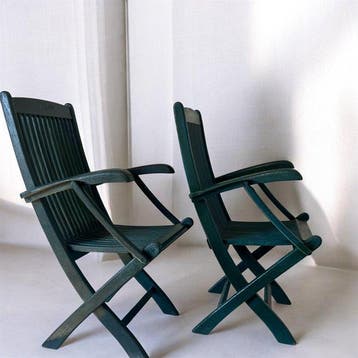 Tuinstoel (2) - Hout, IJzer - vouwbare fauteuils, 1930, Antiek en Kunst