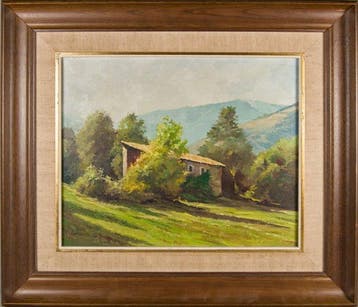 Joan Cordomí (1930) - Idyllic Rural Landscape with Masía