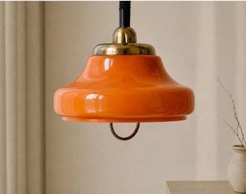 Plafondlamp - Glas, Chroom, Hout - Mid-C ontwerp hanglamp, Antiek en Kunst