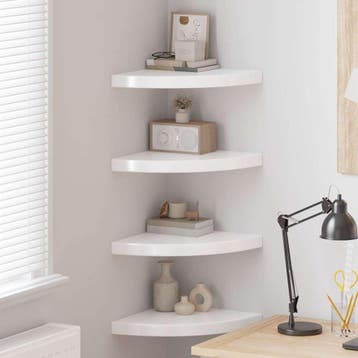 vidaXL Hoekschappen zwevend 4 st 35x35x3,8 cm MDF hoogglans, Verzenden