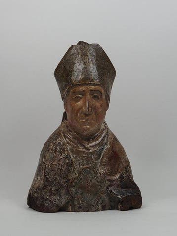 sculptuur, Bust of a bishop - 32.5 cm - Hout, Antiquités & Art