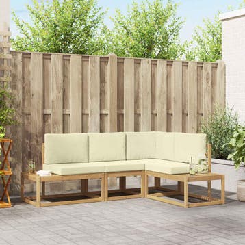 vidaXL Buiten bank set 3 Stuk Wit en crèmekleurig Polyester, Verzenden, Nieuw