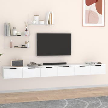 vidaXL Wandkasten 2 st 102x30x20 cm bewerkt hout wit, Verzenden, Nieuw