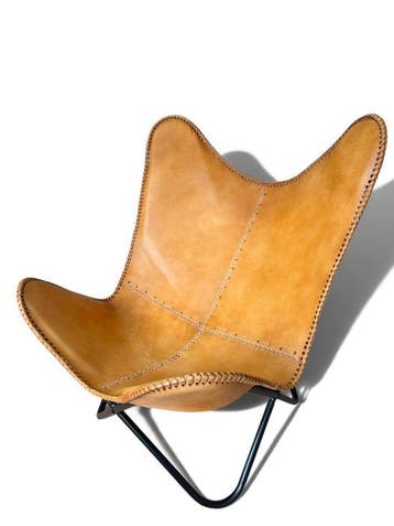 Fauteuil - Cuir, Métal - Chaise papillon - papillon