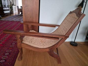 Stoel - Teak - Houten rattanstoel