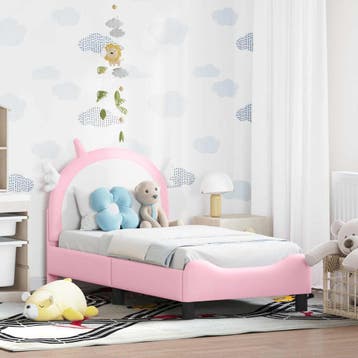 vidaXL Peuterbedframe met hoofdboard Roze 70 x 140 cm PU, Verzenden, Nieuw