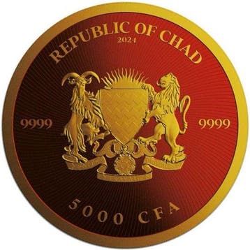 Tchad. 5000 Francs 2024 1 oz Chad Cannabis Royal Red 24k