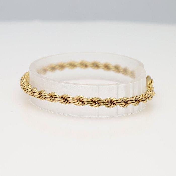 Armband - 14 karaat Geel goud - Koordschakel, Handtassen en Accessoires, Armbanden