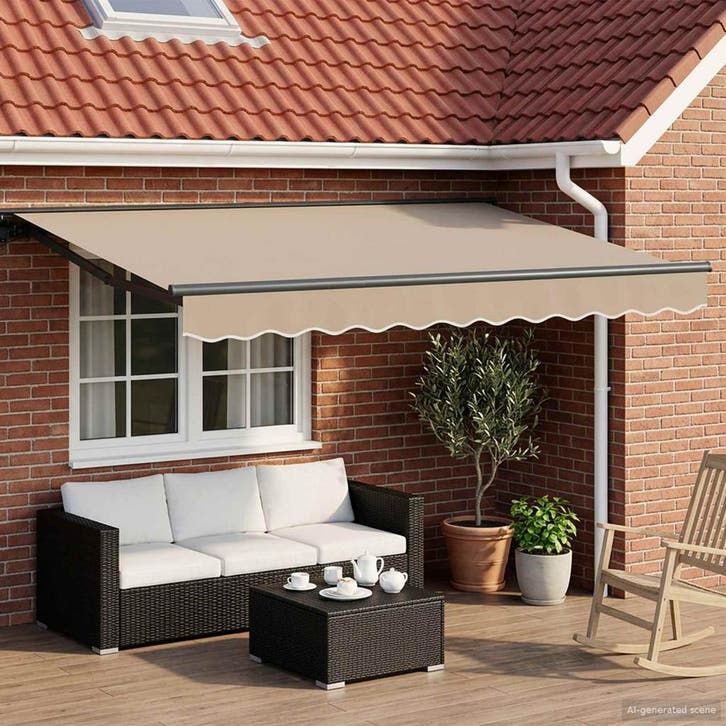 vidaXL Handmatig uitschuifbare luifel Beige 2,5 x 2 m, Tuin en Terras, Zonneschermen, Nieuw, Verzenden