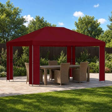 vidaXL Prieel 4 × 3 m Bordeauxrood Polyester en Staal 190, Verzenden