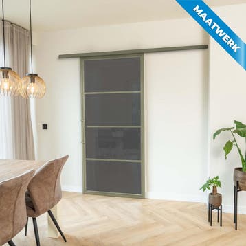 Stalen Schuifdeur met koofsysteem 4 Vlaks Olijfgroen Maatwer, Doe-het-zelf en Bouw, Nieuw, Metaal