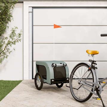 vidaXL Hondenfietstrailer oxford stof en ijzer grijs en, Verzenden, Nieuw
