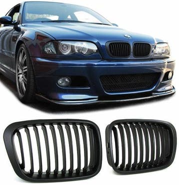 Mat Zwarte Nieren BMW E46 Sedan Touring -01 + Compact B0